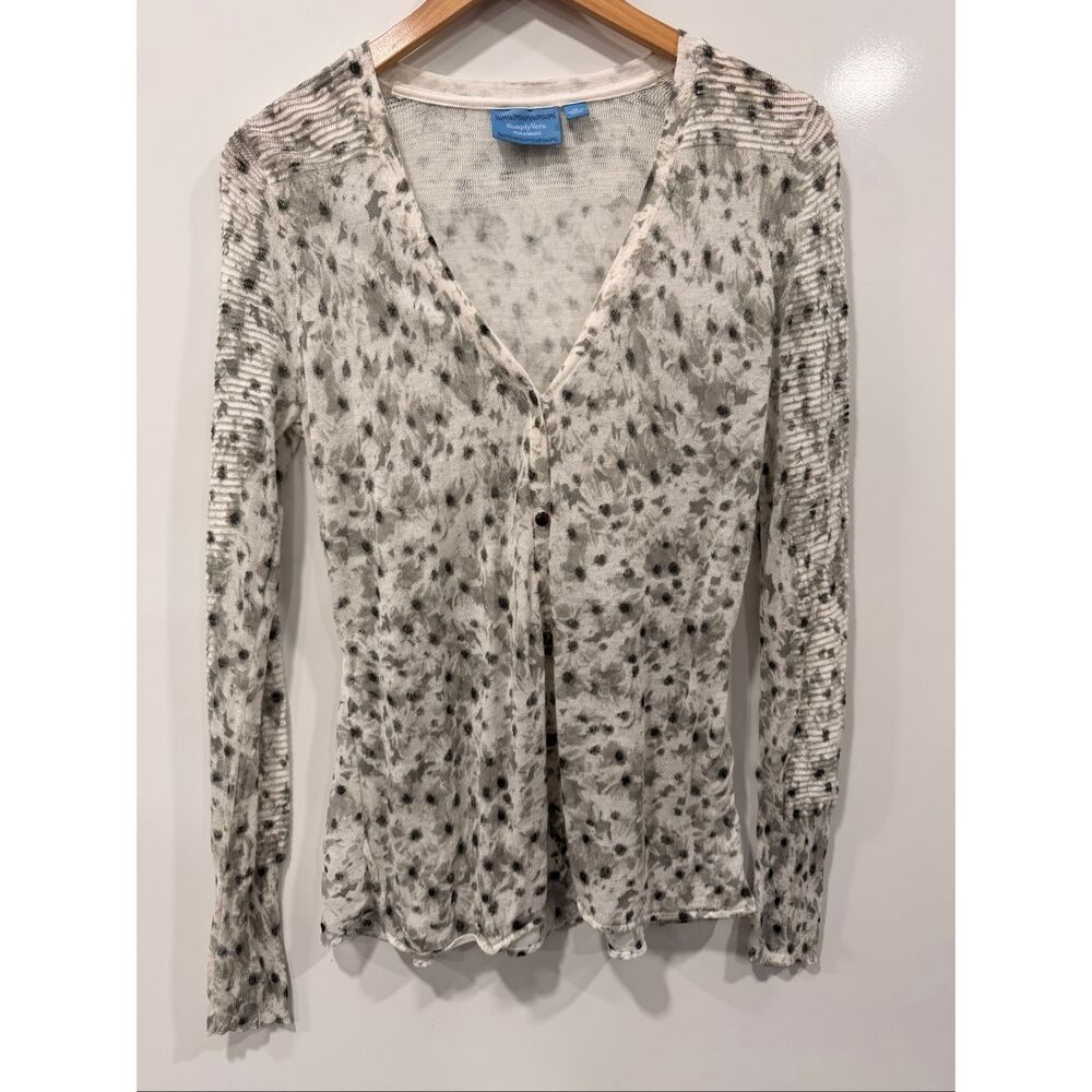 Simply‎ Vera Wang Sheer Floral Tie Back Cardigan
